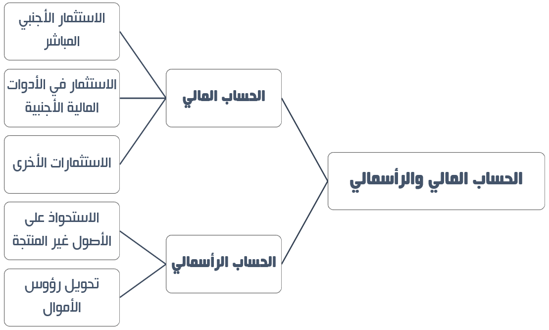 وميزان المدفوعات - أجزاء الحساب المالي والرأسمالي